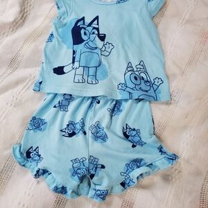 Disney Blue Cartoon Pajama Set 2t